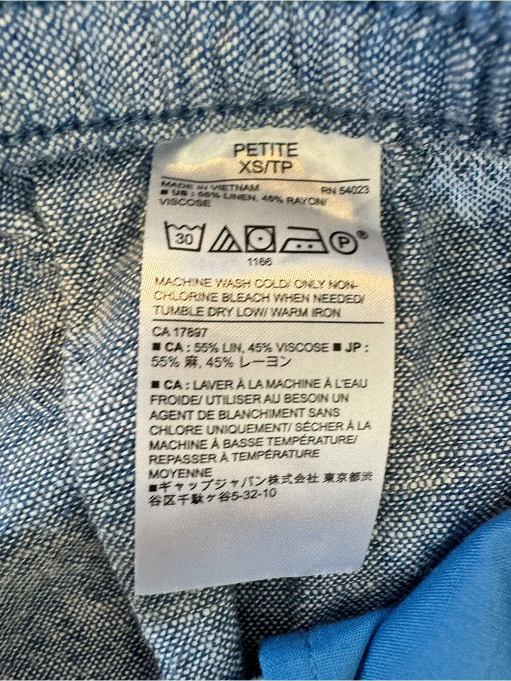 Banana Republic Women’s Cropped Linen Jogger Pants Size XS Blue Chambray Cargo